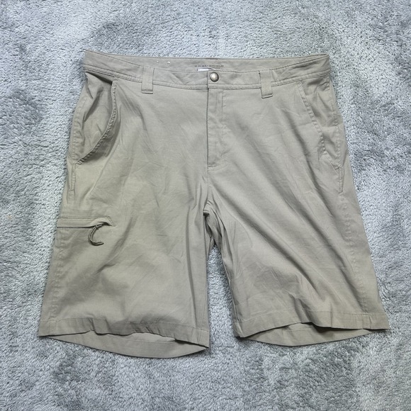 Columbia Jasper Butte Shorts Men's 36x10 Khaki Nylon Stretch Outdoor Hiking Omni - Picture 1 of 15